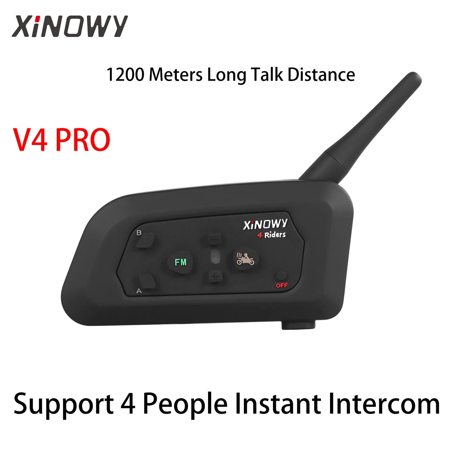 XINOWY V4 Pro 2024 NEW Motorcycle Helmet Bluetooth Interphone 1200M Headset 4 Riders Bt Intercom With Fm Radio