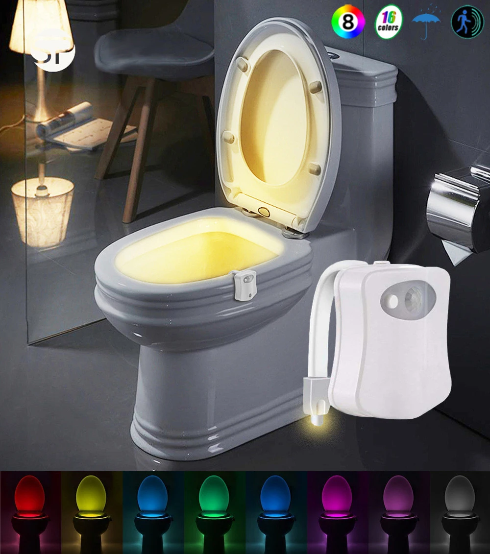 LED Toilet Light PIR Motion Sensor 8/16 Colors Toilet Seat Night Light Waterproof WC Backlight For WC LED Luminaria Lamp