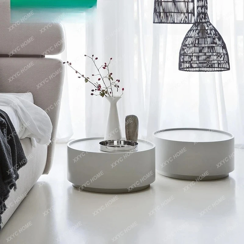 Modern minimalist round bedside table Italian minimalist bedroom locker