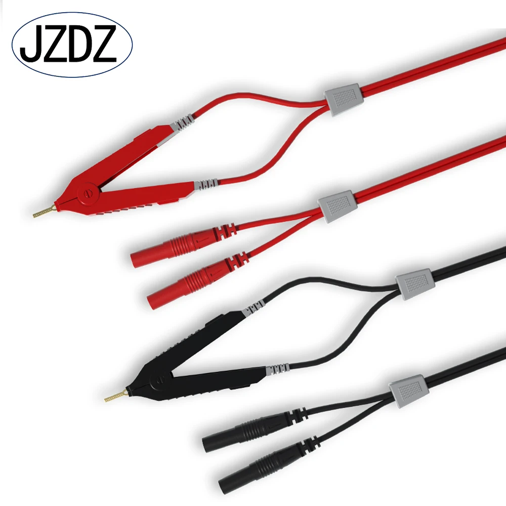 JZDZ Kelvin Test Lcr Lead Bottom Resistance 4-wire 4mm Safety Banana Plug Kelvin Clip Orichalum Plating Kelvin Probes J.70075