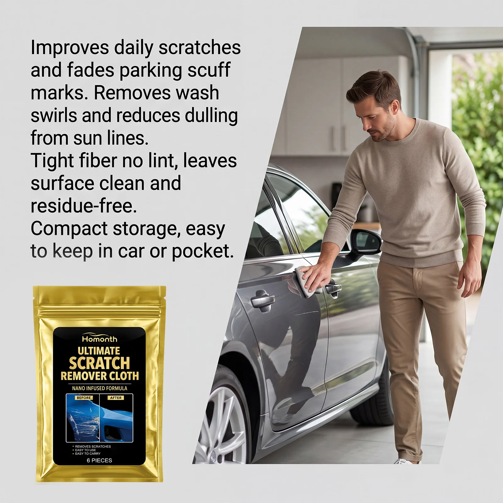 Car Nano Wipe Scratch Remover Cloth Reusable Polishing Towel Paint Repair Remove Fine Scratches Water Spots Car Detail Accessory