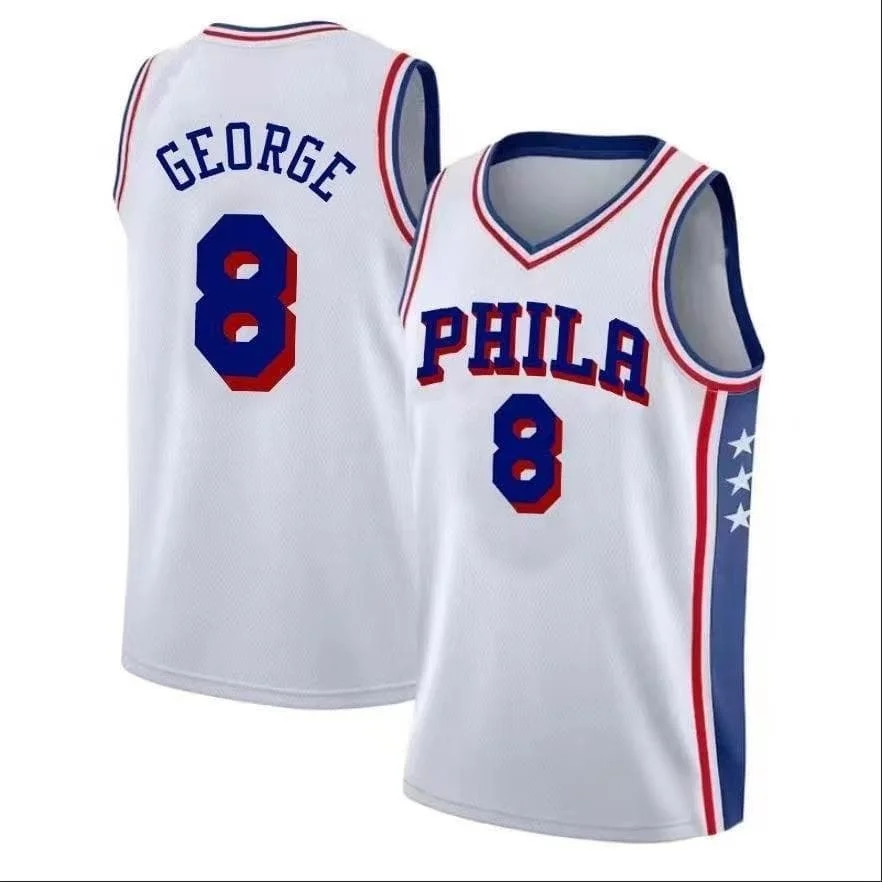 23 Basketballtrikot Philadelphia Ärmelloses Tanktop Schnelltrocknend Sport Streetwear Fan-Trainingsweste Weiß Blau Familien-Set – Detail 7