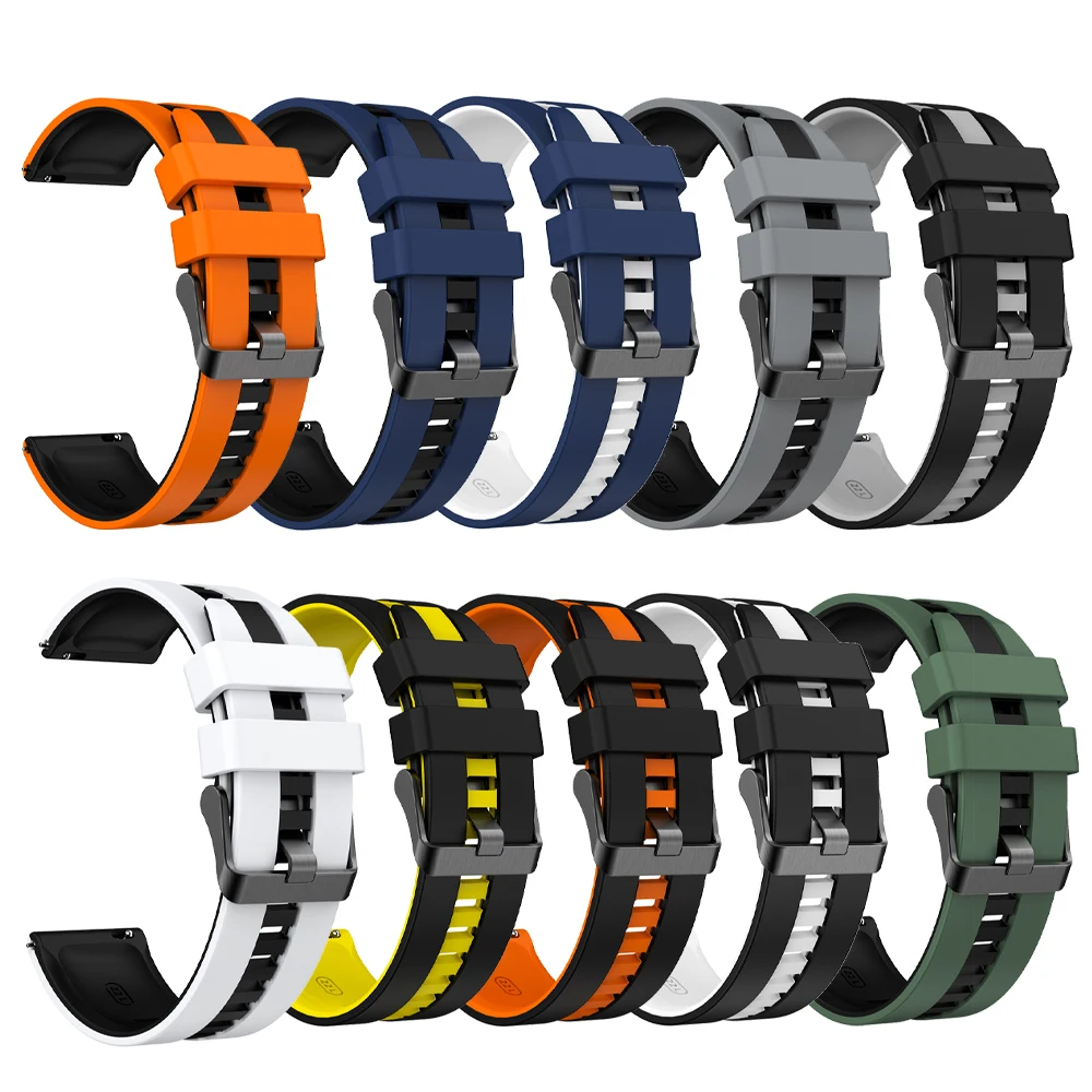 Two-Tone Sport Strap 20mm 22mm For Xiaomi Watch color 2 Band Mi Watch 2 Pro S3 S2 S1 Active Silicone Bracelet for Amazfit Straps