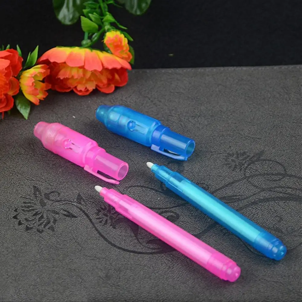 3Pcs Luminous Light Invisible Ink Pen Highlighter Pen Drawing Secret Learning Magic Pen Kids Toy Money Bill Invisible Ink Pens