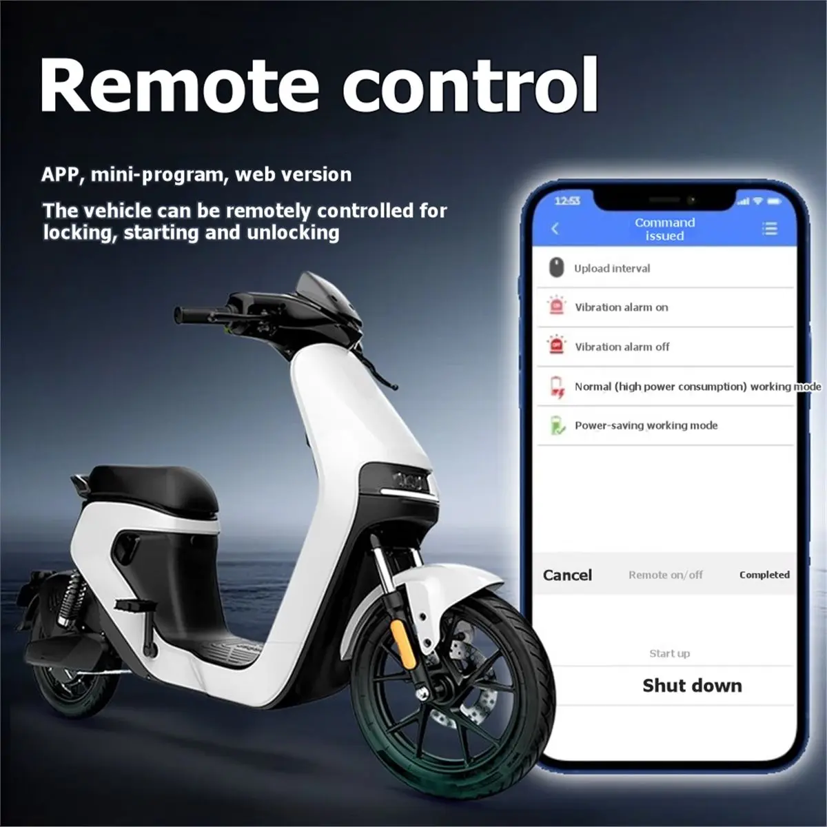 

A74U Устройство защиты от кражи для электромобилей: Умное управление, GPS-позиционирование, Bluetooth-динамик, бесконтактная разблокировка NFC