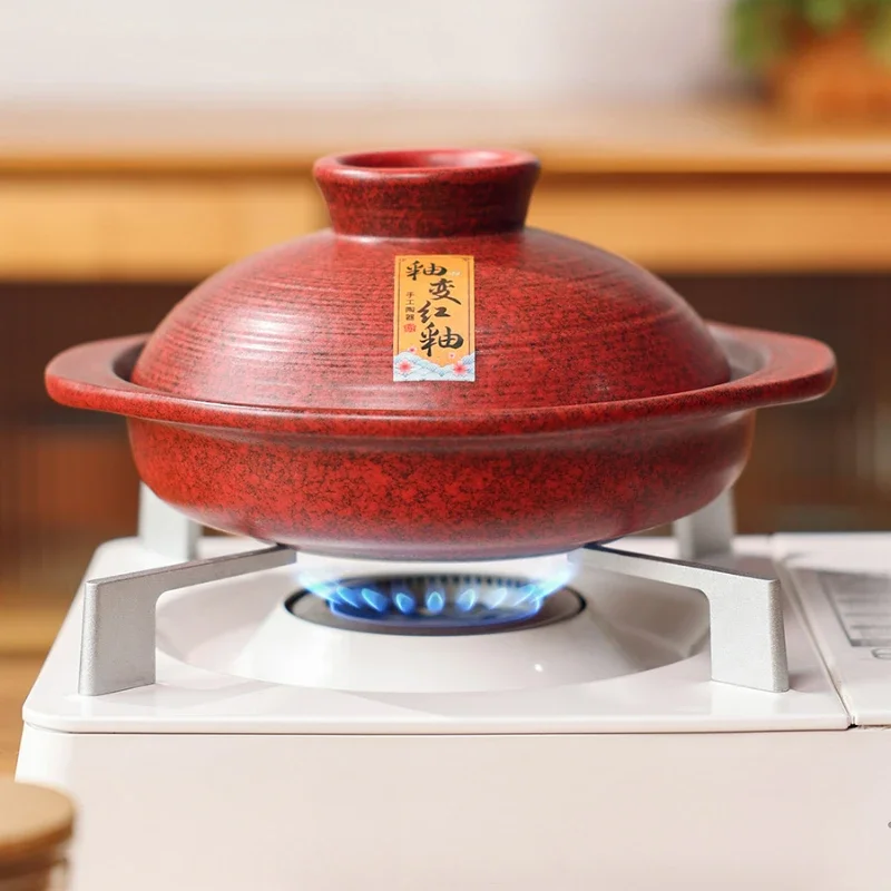 Retro Ceramic Casserole with Lid Ceramic Pot,Heat-Resistant Round Stew Pot Soup Pot for Cook Bibimbap,Soup,Rice,Stew,Casseroles