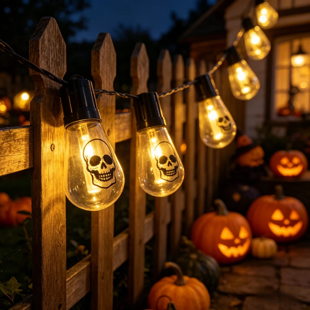Solar Fairy String - 1PC 10/20LED Solar Halloween Skull LED