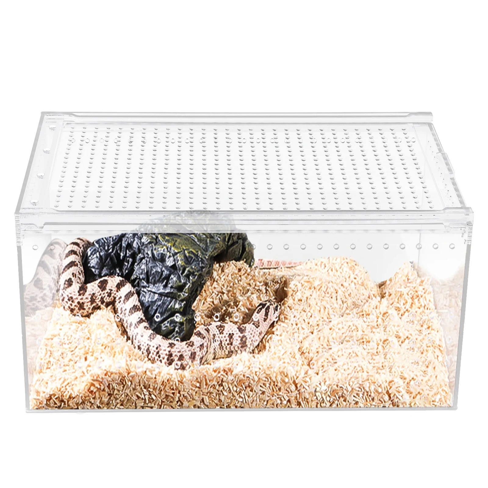 Transparent Pet Feeding Box Large Size Magnetic Acrylic Plant Pet Reptile Terrarium Tank Enclosure Turtle Breeding Cage 2.5 Gal