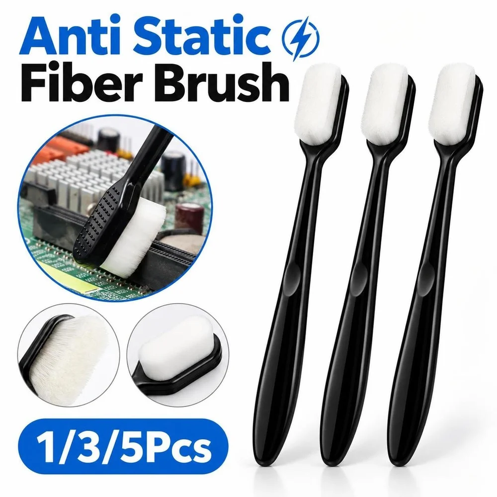 1/3/5Pcs 18cm Anti Static Fiber Brush Synthetic Fiber Soft Bristle Motherboard Cleaning Brush Lint Free Plastic