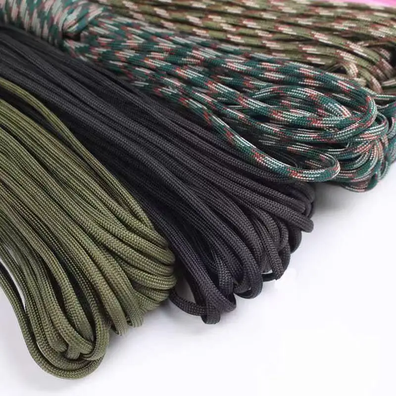 Novo Paracord Militar 550 de 7 Fios 4mm, Corda Tática de Paraquedas 3m/16m/31m, Acessórios para Camping, Sobrevivência ao Ar Livre, Corda para Pulseira DIY
