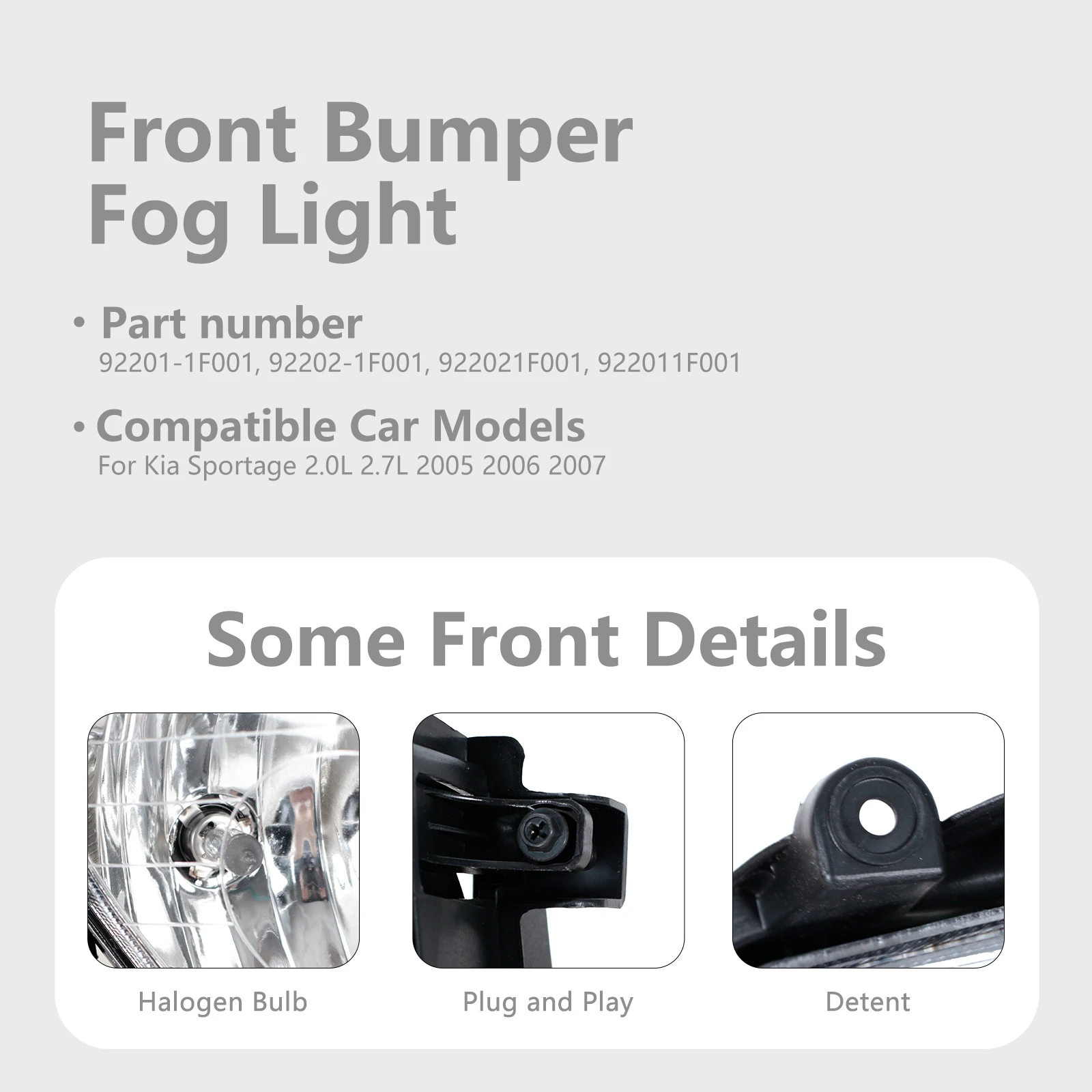 Car Left Right Front Bumper Fog light Fog Lamp For Kia Sportage 2.0 2.7 2005 2006 2007 922011F001 /922021F001 Running light lamp