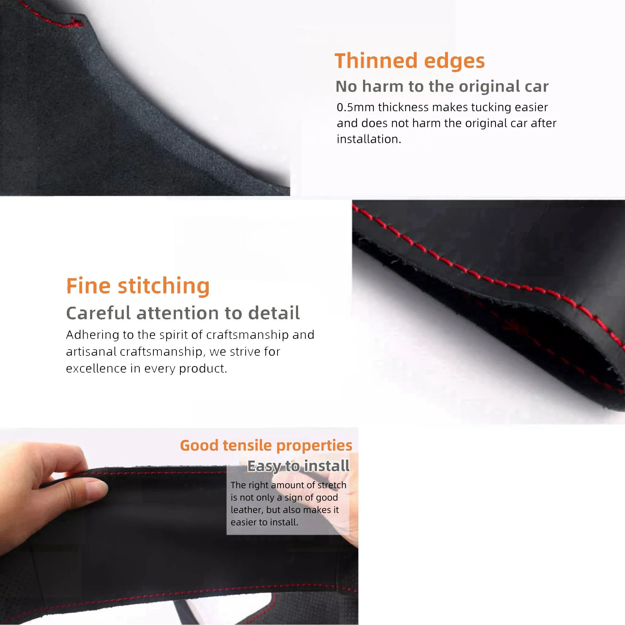 غطاء عجلة قيادة السيارة لسيارة جاكوار XFL XE XJL F-PACE XKR مضاد للانزلاق وجلد الغزال الناعم ملحقات السيارة غلاف التوجيه