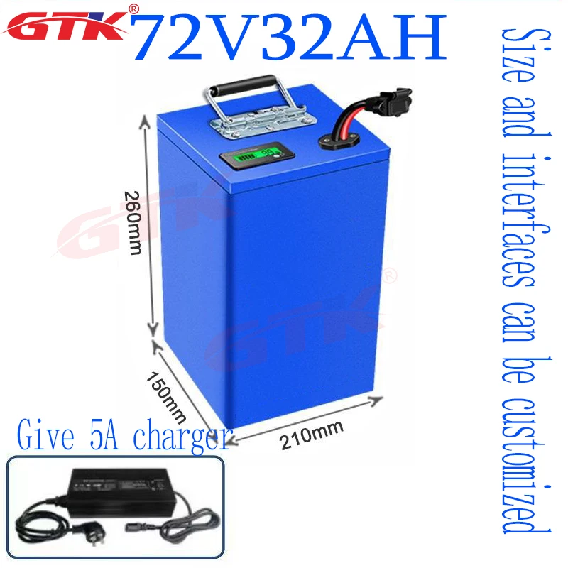 GTK 72v 32Ah 42Ah 52Ah 60Ah 80Ah lithium ion battery li ion BMS 3000w motor Vehicle tricycle scooter Go Cart motorcycles