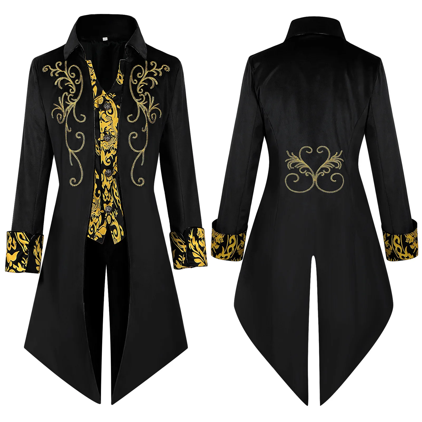 

Victorian Noble Cosplay Embroidered Tailcoat Coat Adult Hallowen Party Prince Costume New Men Vintage Gothic Steampunk Jacket