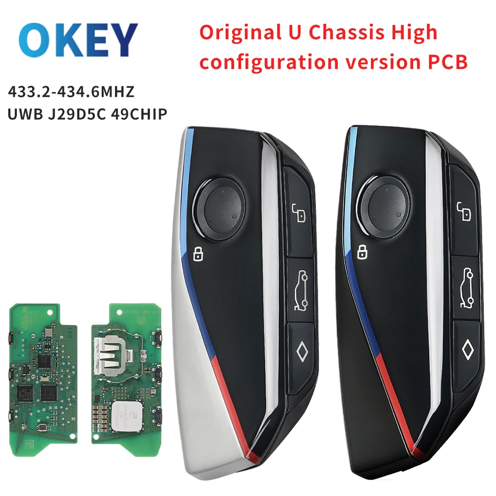Okey OEM Smart Car Key U Chassis PCB IYZBK1 433MHZ UWB J29D5C 49CHIP For BMW1 2 X1 X2 IX1 1X2 U06 U10 U11 U12 MINI Countryman