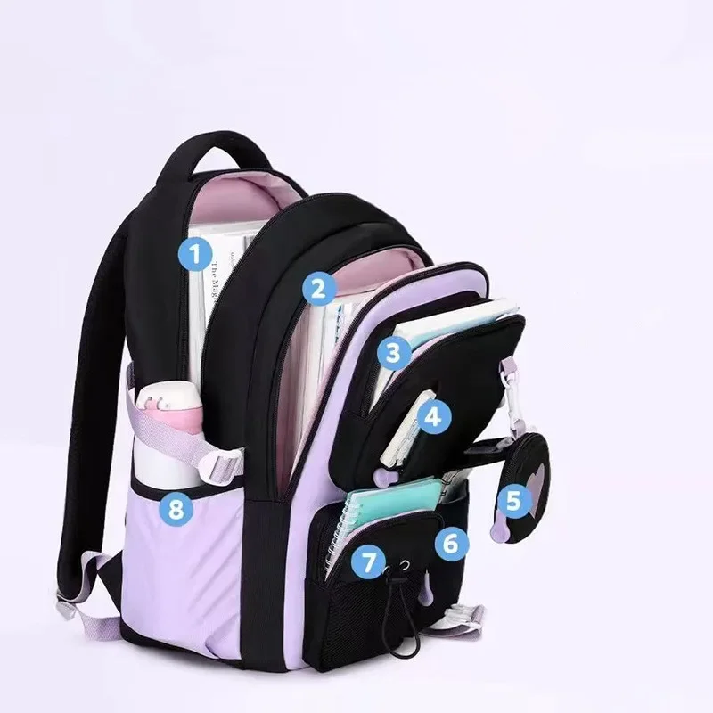 Love Pattern School Bag Backpack Pencil Case lunch bag Three Piece Set Nylon Fabric Waterproof Boy Girl Teenagers Trend Backpack