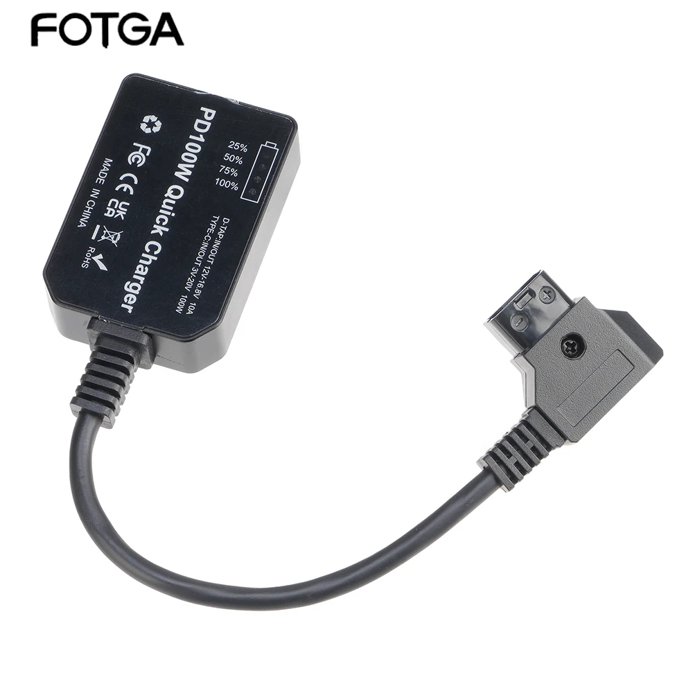 FOTGA D-TAP V-port to PD Dummy Battery 100W Bidirectional Charging And Discharging Module USB Power Adapter for Monitor/Camera