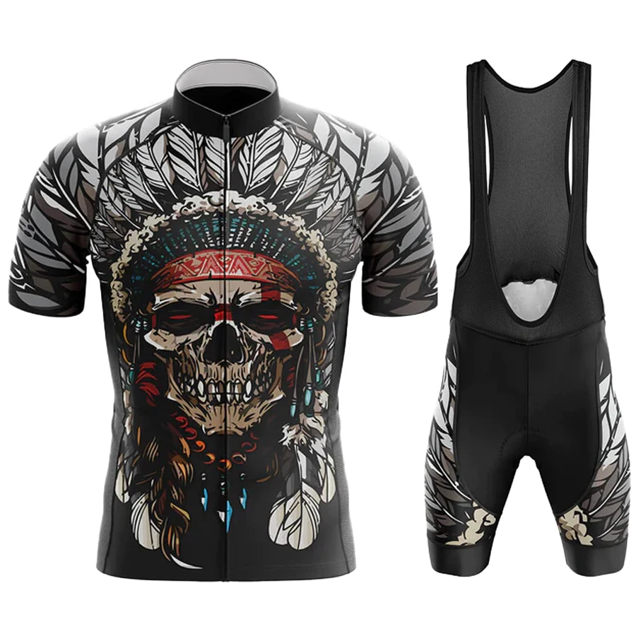 Men's Mtb Clothing Bike Man Skull Cycling Summer 2025 Costume Jacket Clothes Blouse Complete Team Jersey Male Outfit Set Tricuta