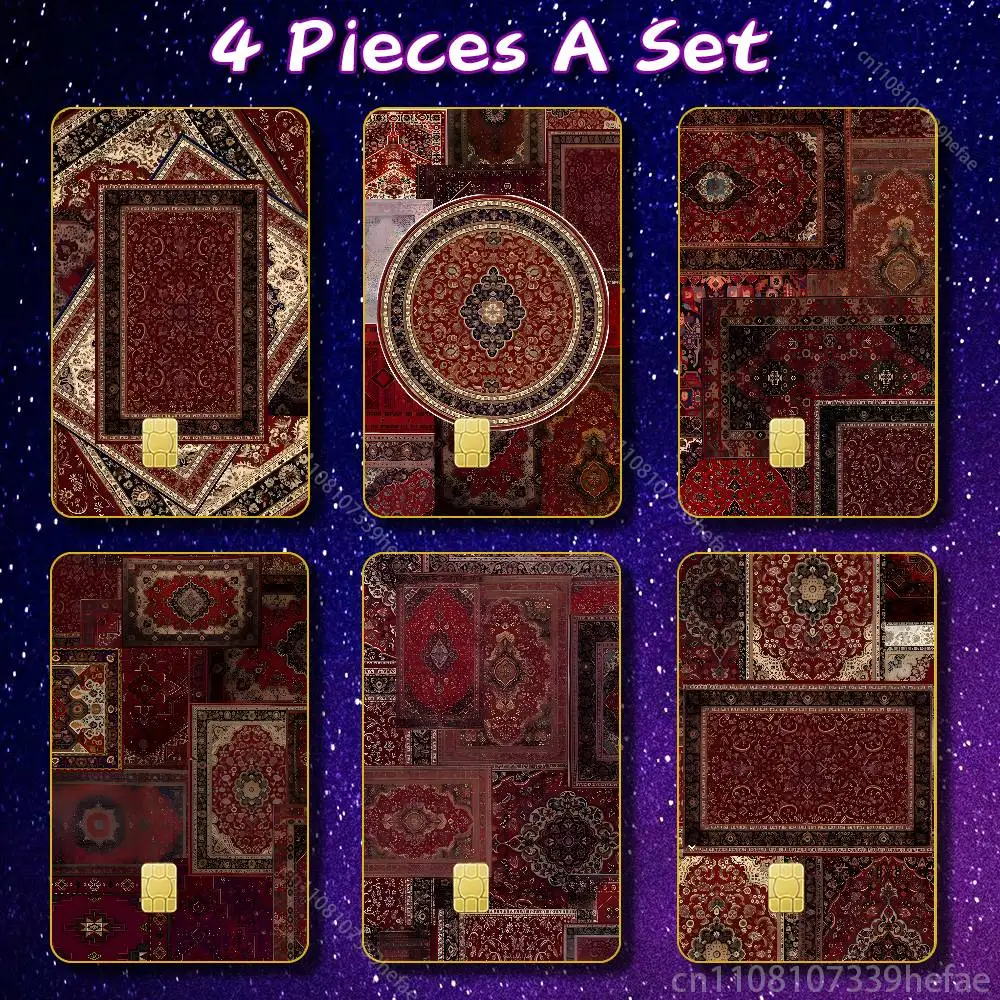 

Persian Carpet Floral Pattern Sticker Skin For Credit Bank Campus Bus Card Cover Self-adhesive Decoration
