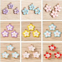 10pcs Cute Colorful Flower Charms Enamel Sakura Charms Pendants for Jewelry Making Necklaces Earrings Bracelets DIY Crafts Gift