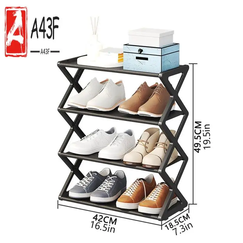 

A43F-X-Shaped Shoe Rack For Home Multifunctional Steel Assembly Shoecase For Students Dormitory Dustproof Storage Shelf