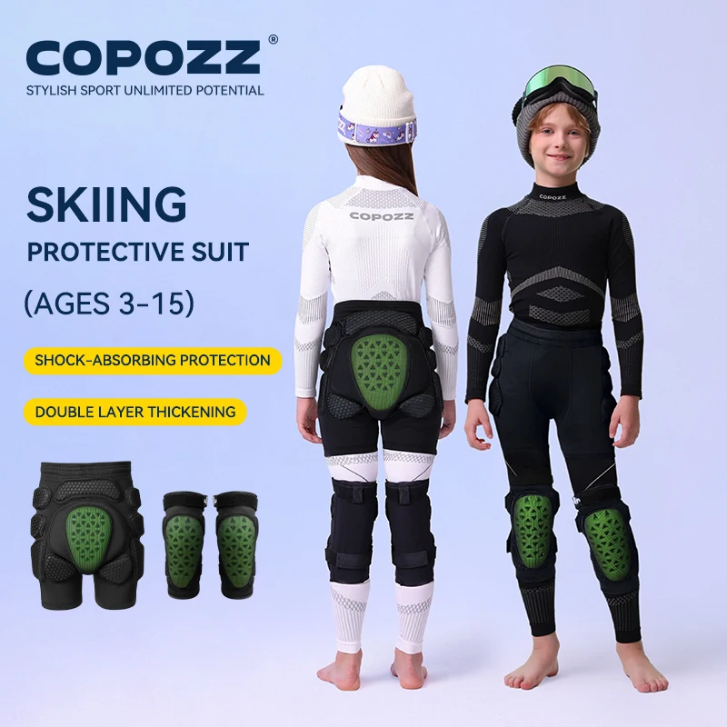 COPOZZ Ski Protective Gear Set Kids/Youth ESA Sponge Knee And Hip Pads Thicken Impact-resistant Bicycle Children Snow Sports