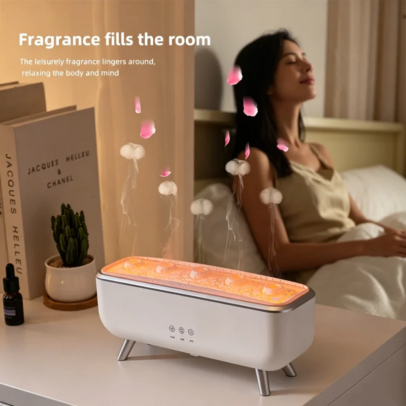 300ml Dancing Jellyfish Air Humidifier with 5 Nozzles Colorful Lighting Aromatherapy Diffuser 2 Mist Modes for Home Office Decor