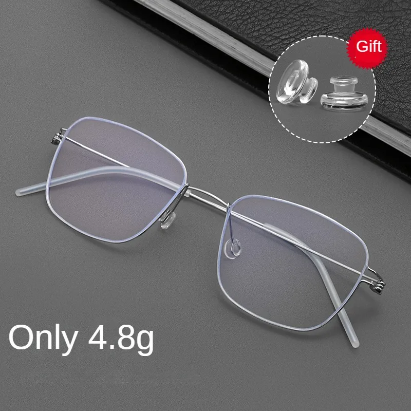 

VOSUN Ultra Light 4.8g Pure Titanium Myopia Glasses Frame For Men Safe Screw Free Square Glasses Frame Simple Line Glasses