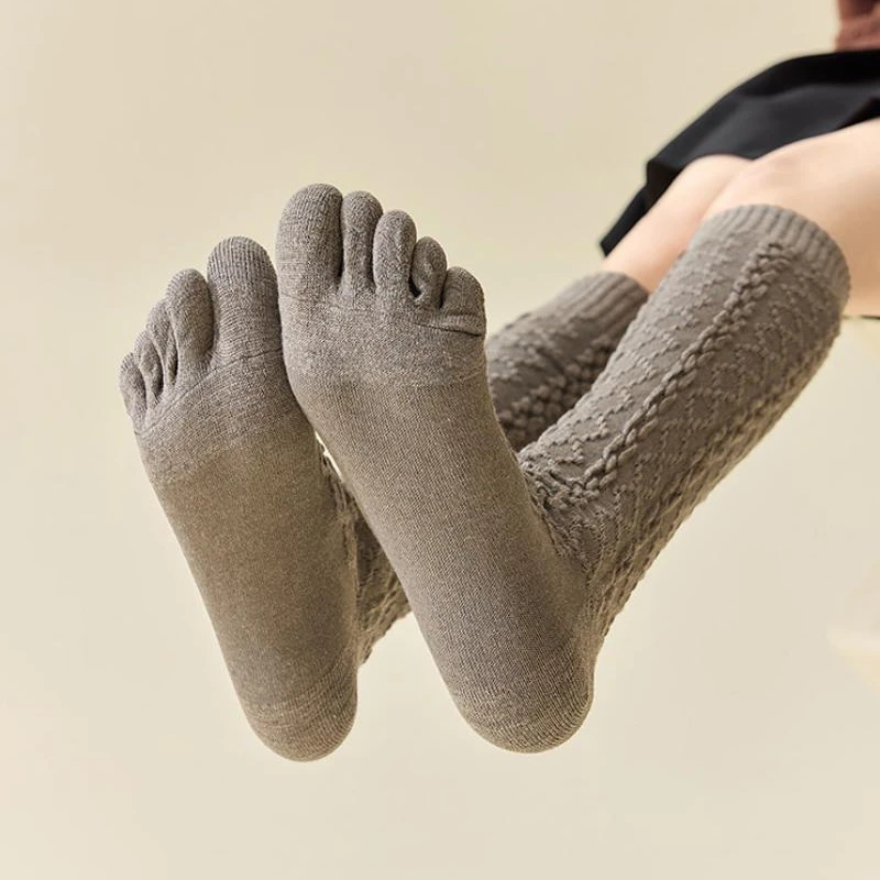 2 Pack Black Knee High Socks for Women Textured Pattern Toe Socks Comfortable Warm Winter Socks for Women Cozy Knee High Socks