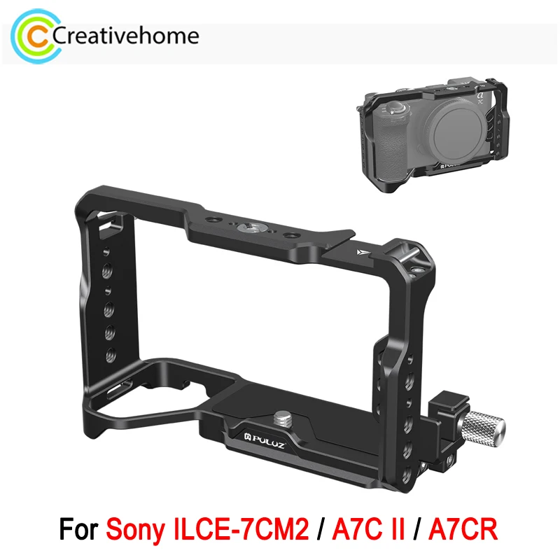 

PULUZ A7C2 Camera Cage For Sony ILCE-7CM2 / A7C II / Alpha 7CR Micro SLR Camera Aluminum Cage Frame with Cold Shoe 1/4 3/8 Holes