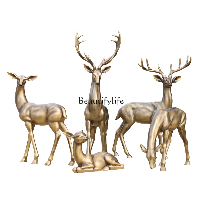 

Outdoor Garden Decoration Simulation Sika Deer Copper Deer GRP Sculpture Ornament Decoration Crafts