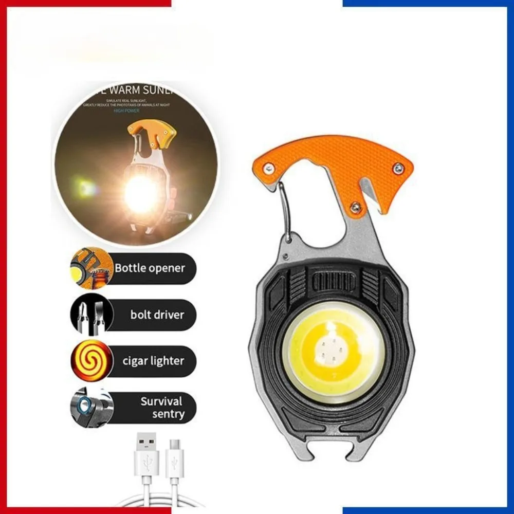 Mini Portable Keychain Flashlight - LED Super Bright Laser Torch Strong Magnetic Outdoor Emergency Light