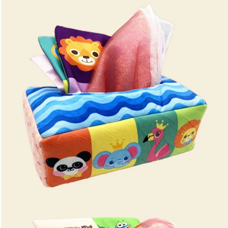 Children's Toys Fun Tissue Box Creative Infant Tissue Box With Patterns Multi-style Simulation Exercise Soft Drawing Tissue Toys