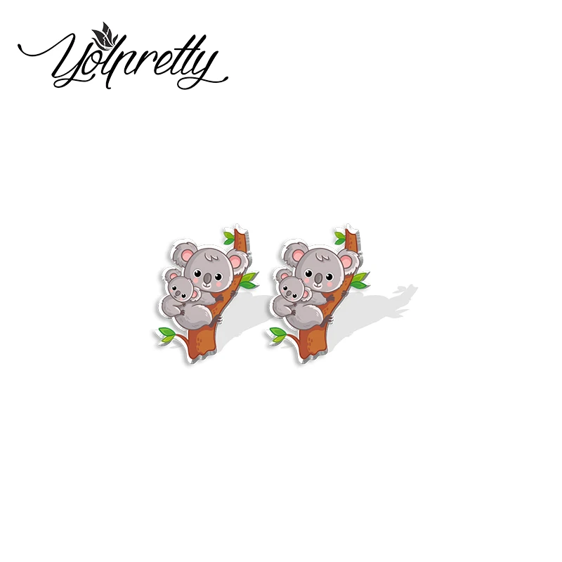 2022 New Arrival Fashion Cute Koala Mother and Baby Epoxy Stud Earrings Handcraft Acrylic Resin Earrings