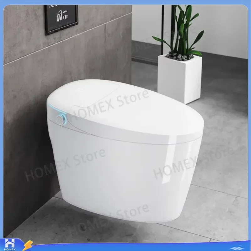 Smart Toilet Floor Standing Tankless One Piece Heated Seat Double Flush Cyclone Flushing Warm Air Dryer S Trap Slim Bowl