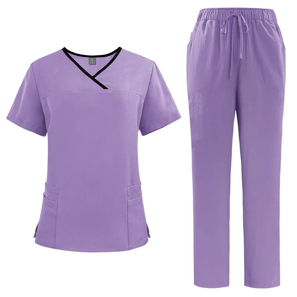 Slim Fit Medische Uniformen Vrouwen Scrubs Sets Tops en Broeken Ziekenhuis Artsen Verpleging Kleding Verpleegkundigen Accessoires Tandheelkundige Werkkleding