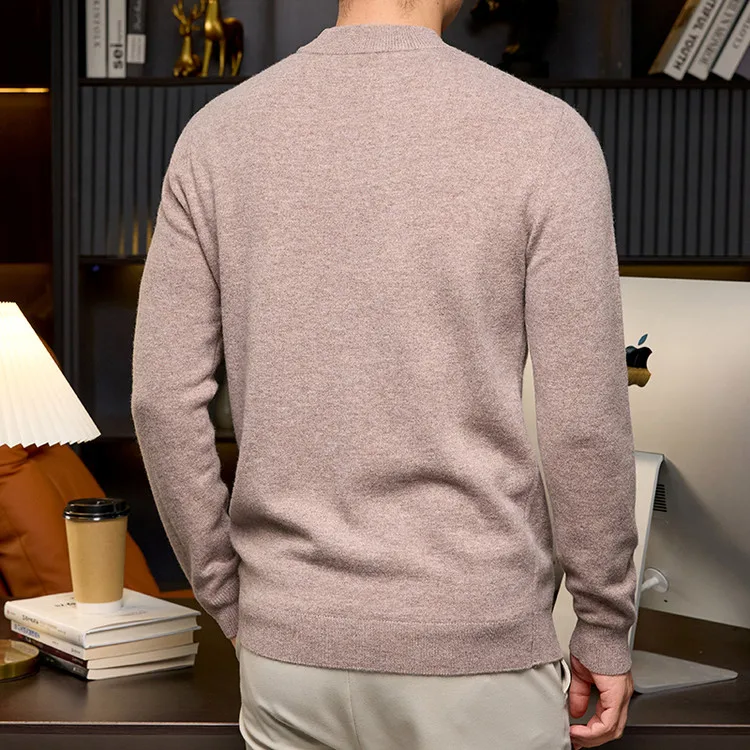 2026 High Quality 100% Pure Wool Half Turtleneck Warm Long-Sleeve Wool Sweater Knitted  Pullover Tops