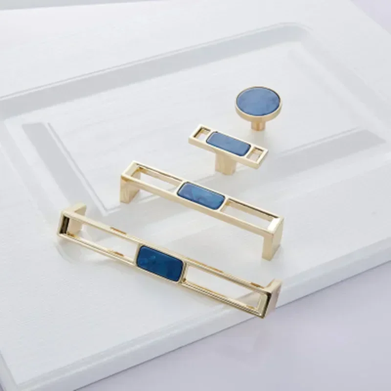 Nordic Blue Marmor Muschel Schrankgriff Knöpfe Schubladen- und Kleiderschrankgriffe Möbelbeschläge 96mm 128mm – Detail 2
