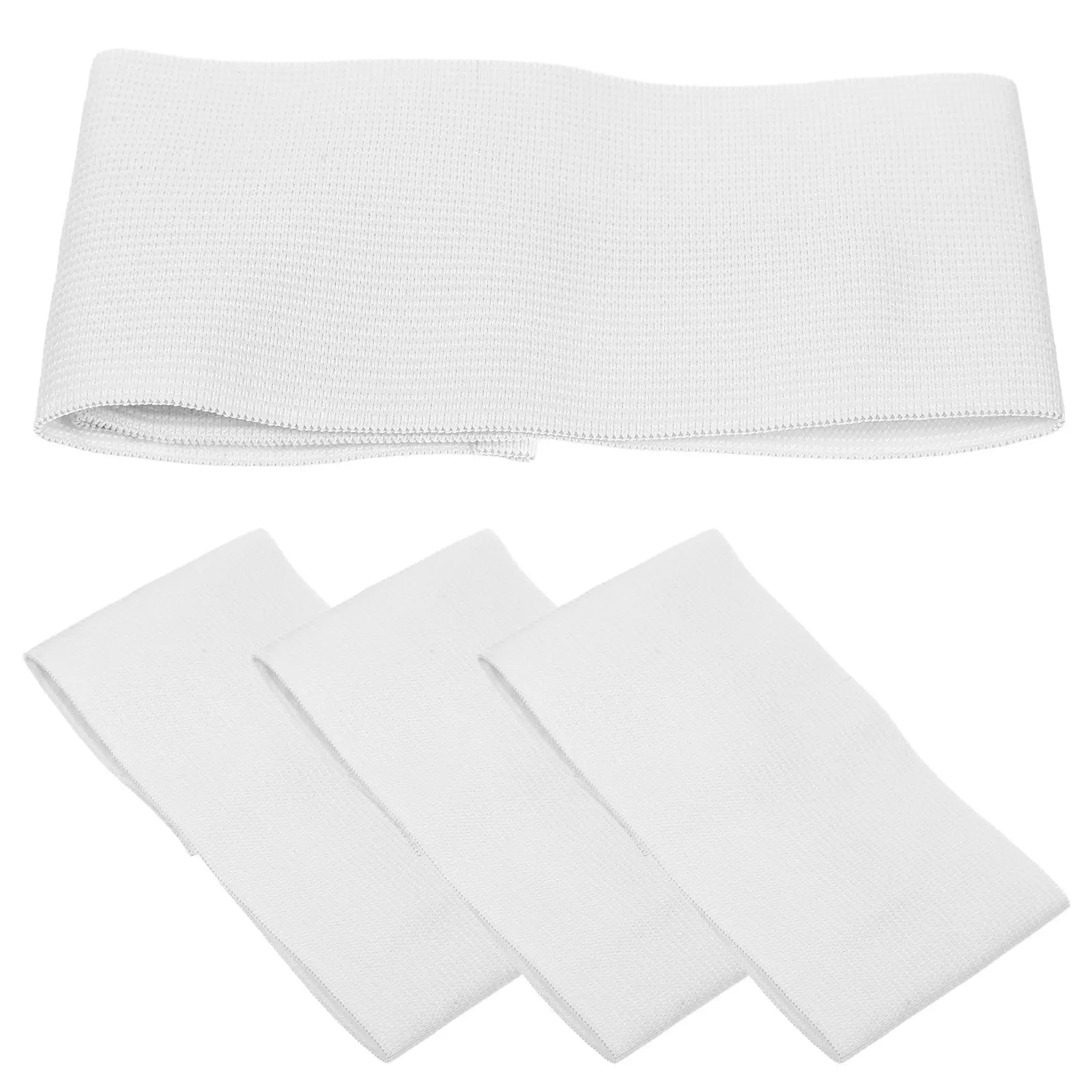 

4 Pcs Blank Armband White Elastic Sports Band for Football Basketball Captain Arm Bands Wear Resistant Portable Universal