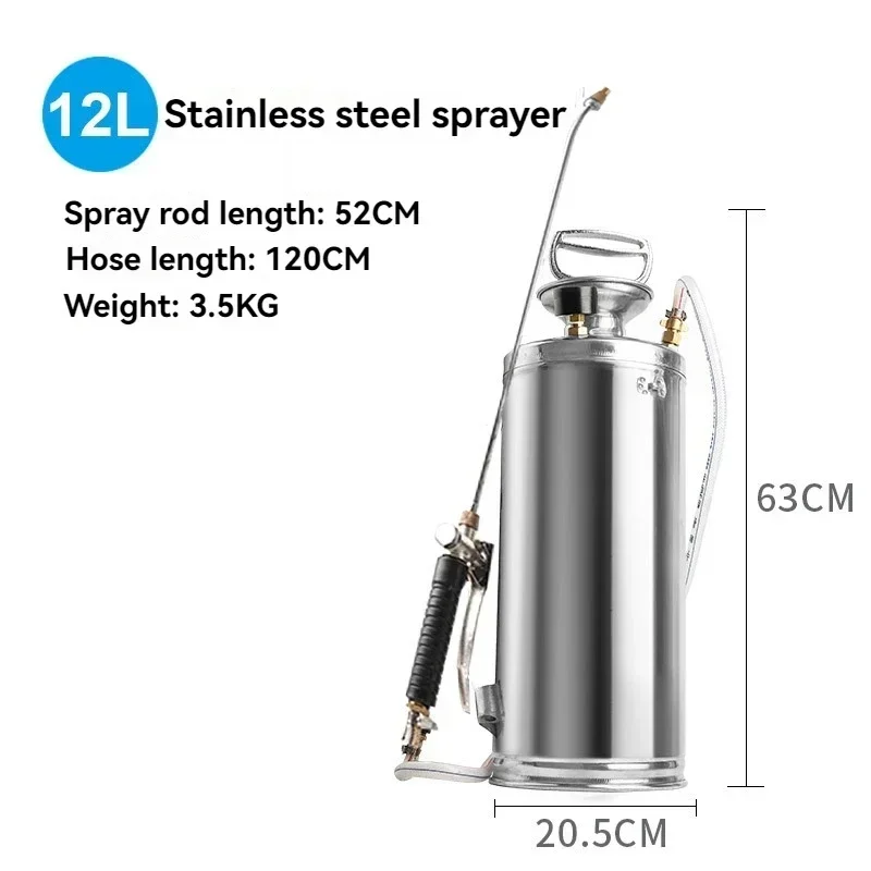 Stainless Steel Spray Bottle Air Pressure High Pressure Large Bottle Disinfection Special Dies*el Manual Sprayer