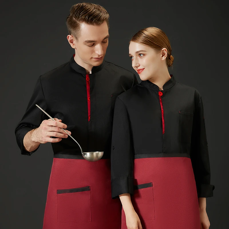 Chef Uniform męska kurtka gotowanie ubrania kuchnia koszula kelnerka usługi gastronomiczne Hotel Fast Food gorący kociołek cukiernia płaszcz własne Logo