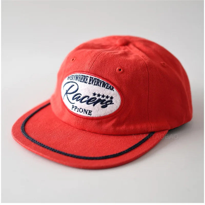 

flat brim unisex Baseball Cap Washed Cotton Racers Patch letters Embroidery Streetwear dad Hats for women and men