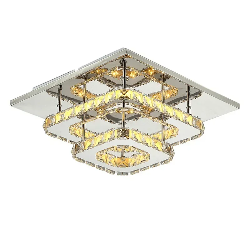 Modern LED Stainless Steel Ceiling Light 12W Amber/Clear Crystal Bedroom Passage Luminaria Fixtures