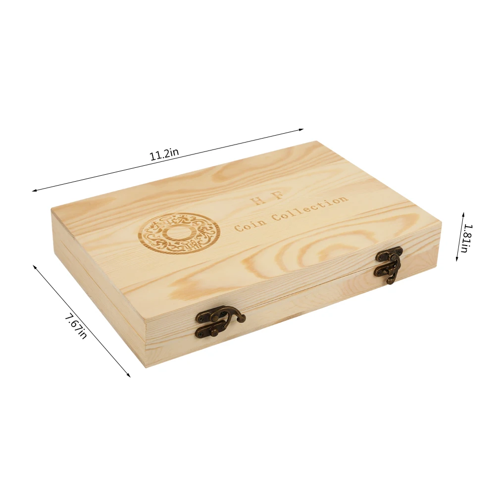 Wooden Coin Storage Box 100-Slot Coin Capsules Universal Coin Container With Adjustment Pad Commemorative Coin Collection Case