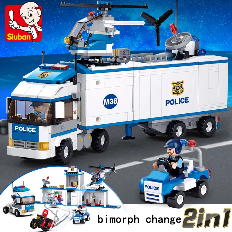 

Sluban Building Block Toys City Police 572PCS Bricks B0376 Mobile Police Command Station Compatbile With Leading Brands