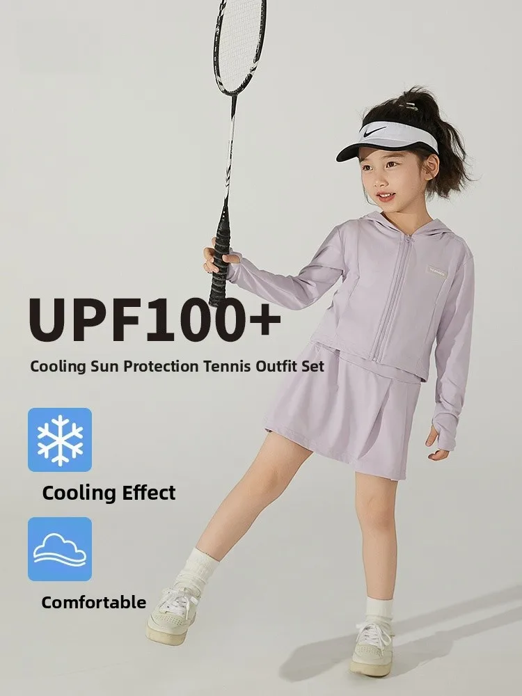 girls'-summer-lightweight-breathable-sun-protection-suit-set-upf100-children's-clothing-outdoor-sportswear-nylon-spandex