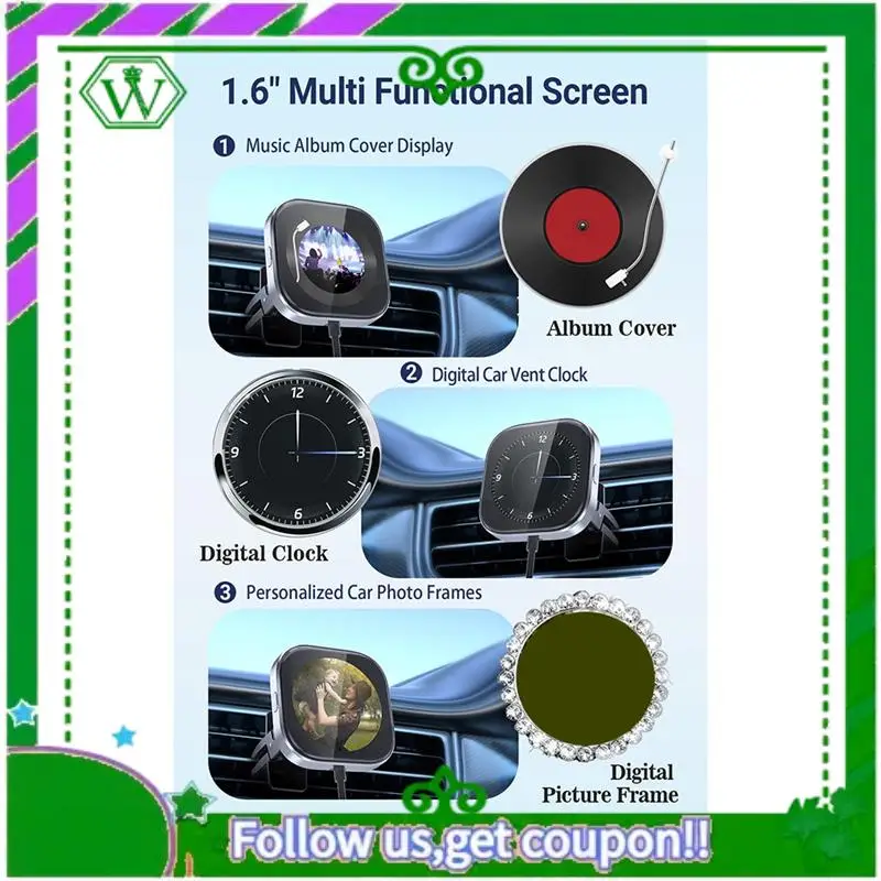 

Reliable-2 In 1 Carplay Wired To Wireless Android Auto Adapter DIY Display Screen Smart Box Aroma Clip On Car Vent For Cars