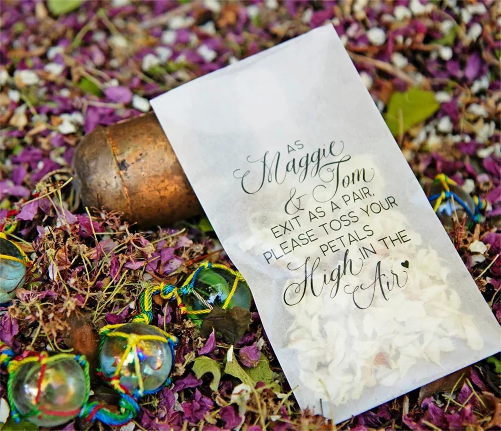 25pcs DIY Wedding Confetti Bags - 100% Biodegradable Glassine Bags - Personalised Stickers - Wedding Confetti, Petal Confetti