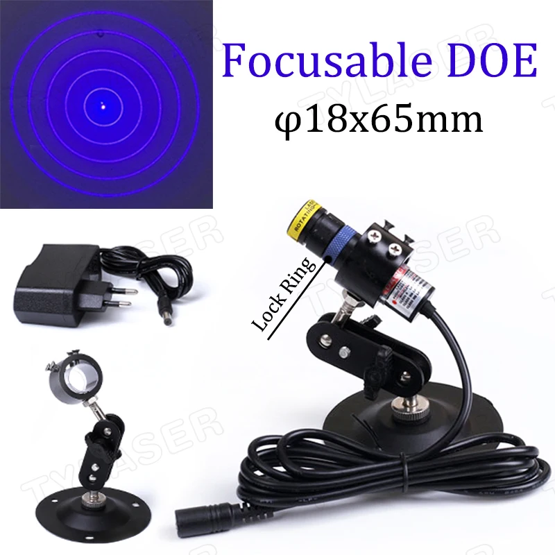 

DOE Blue 5 Ring Focusable Locator D18x65mm 405nm Laser Module 10mw 50mw 100mw 200mw for Cutting Positioning