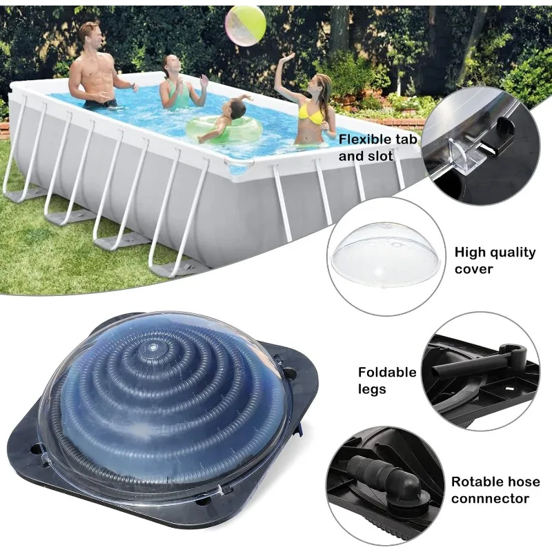 VINGLI Solar Pool Heater Above Ground Domed Solar Powered Swimming Pool Heater Contour Pool Heating Coil (3 Packs)